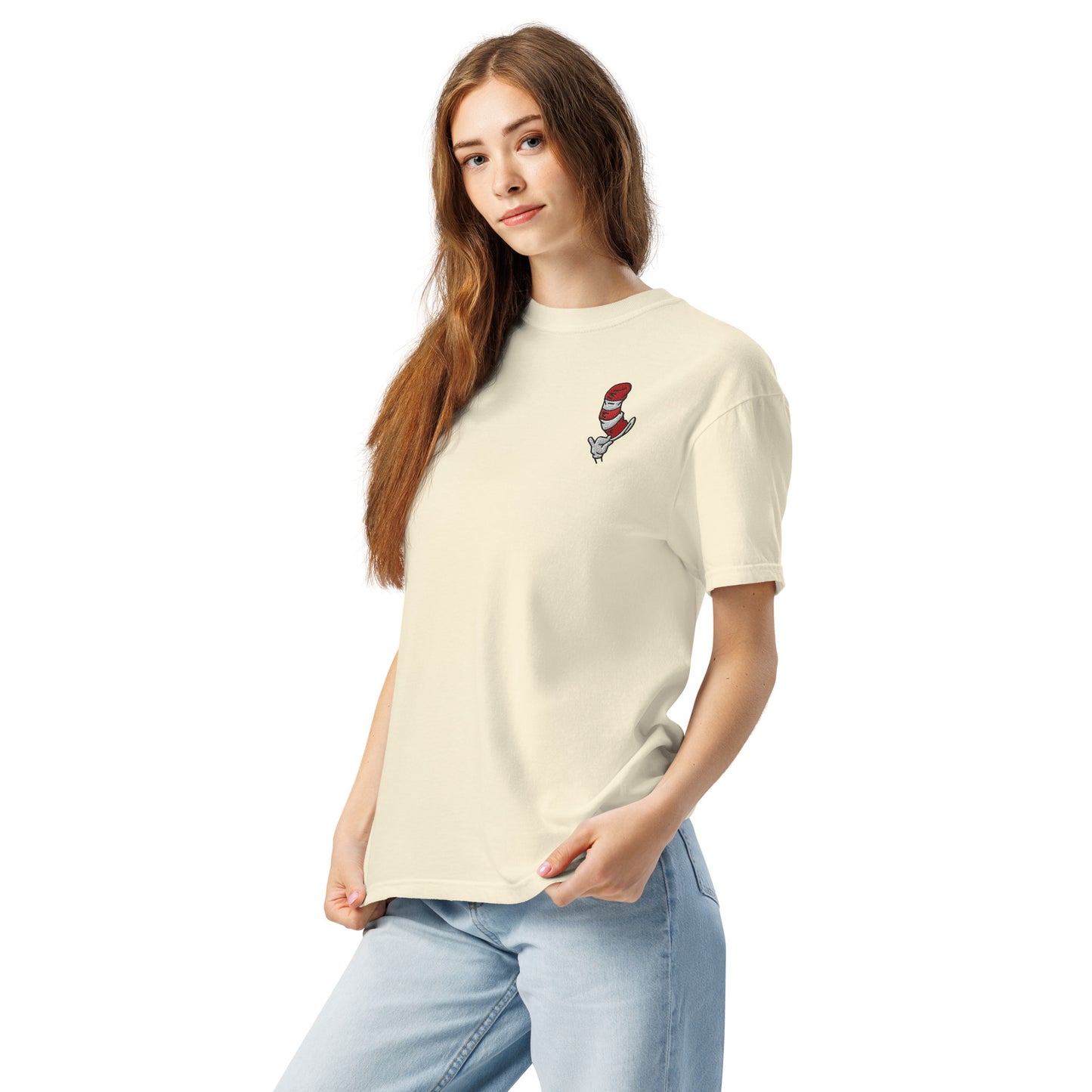 The Cat in The Hat Embroidered Comfort Colors T-Shirt Hat's Off
