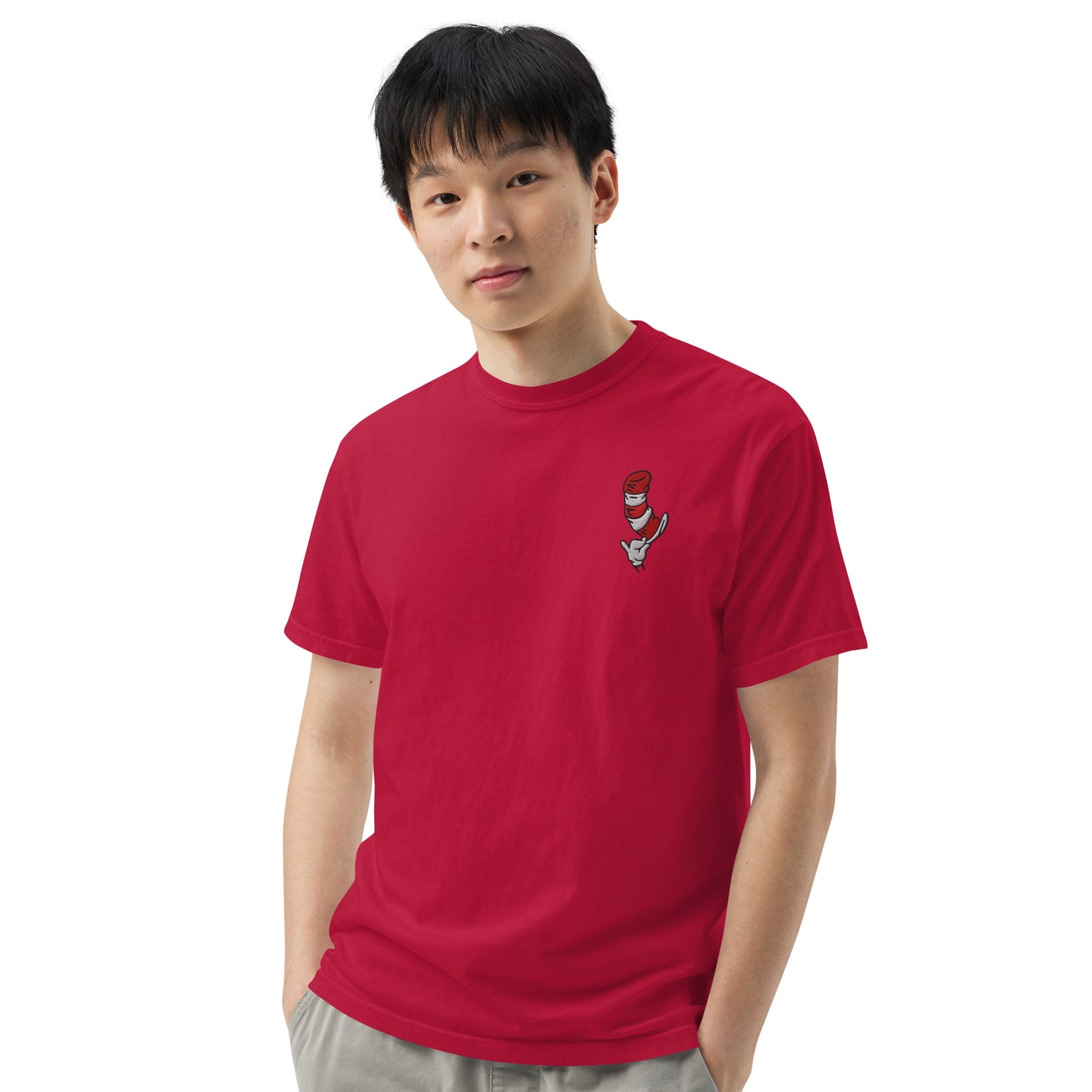 The Cat in The Hat Embroidered Comfort Colors T-Shirt Hat's Off