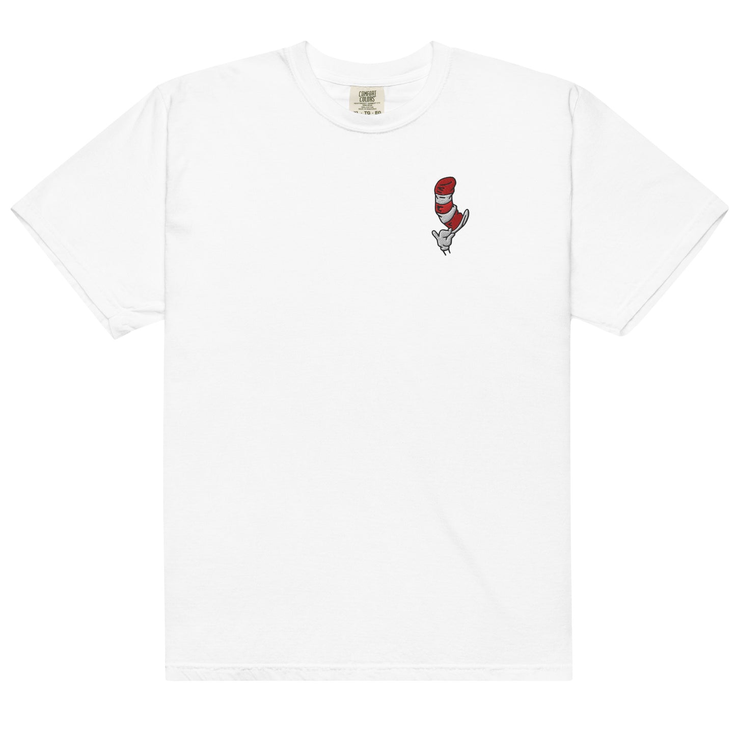 The Cat in The Hat Embroidered Comfort Colors T-Shirt Hat's Off