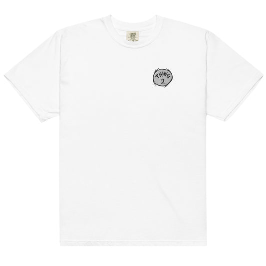 The cat in the hat embroidered comfort colors t-shirt thing two - white