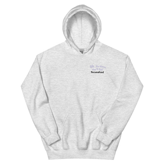 Oh! the Places You'll Go Elephants Personalized Hoodie Ash