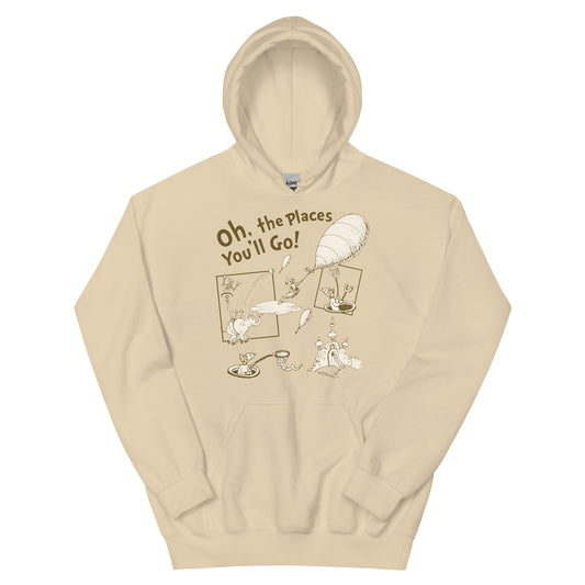 Oh, the places you’ll go! hoodie collage - beige