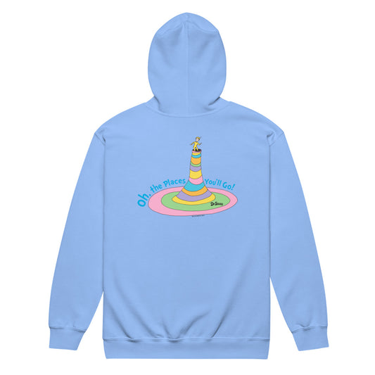 Oh the Places You'll Go Zip-Up Hoodie Carolina Blue