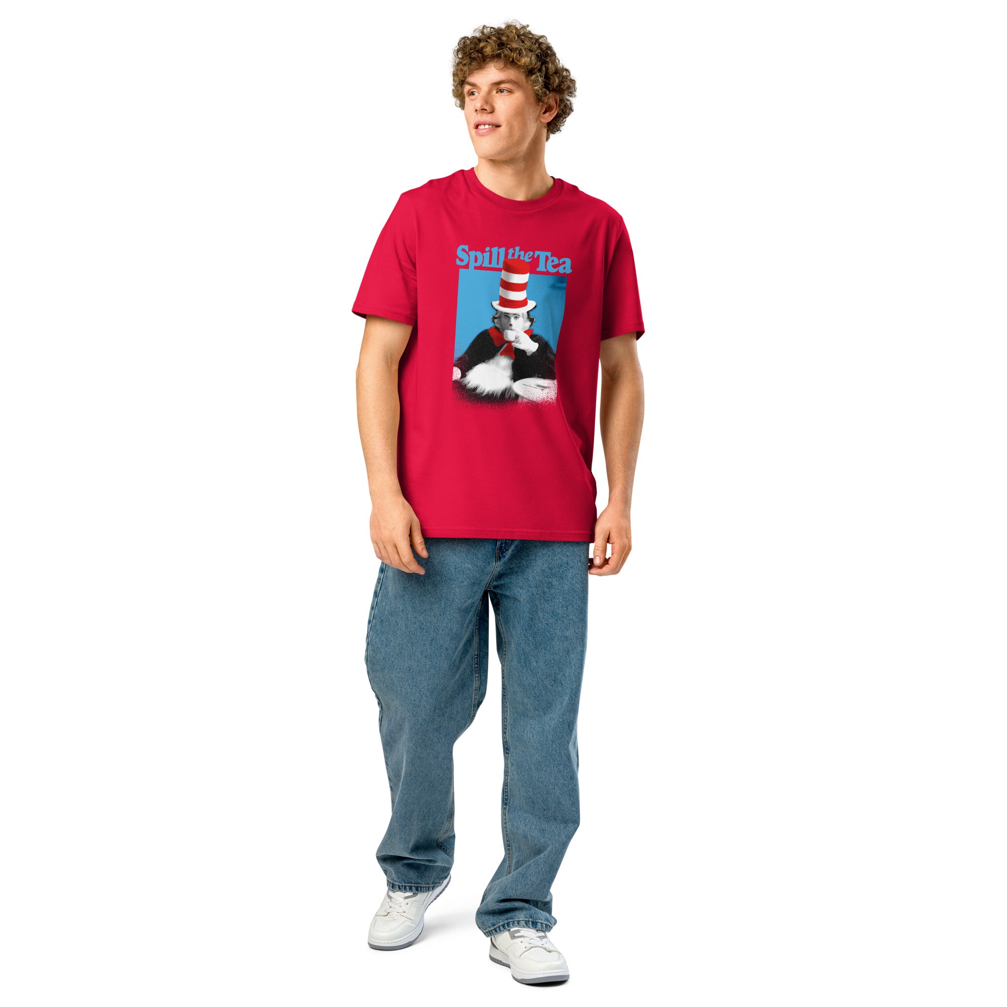 Spill The Tea Cat In The Hat T-Shirt | Premium Organic Cotton – Dr