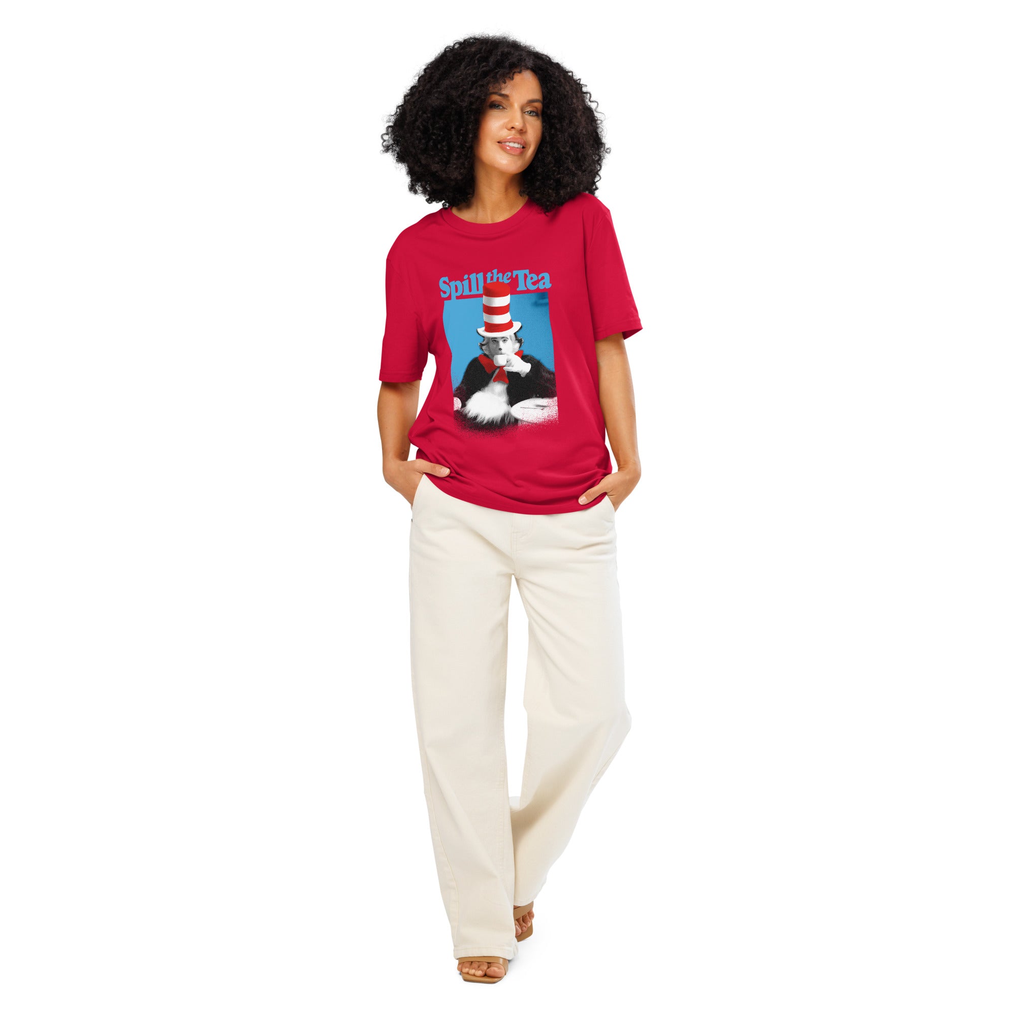Spill The Tea Cat In The Hat T-Shirt | Premium Organic Cotton – Dr