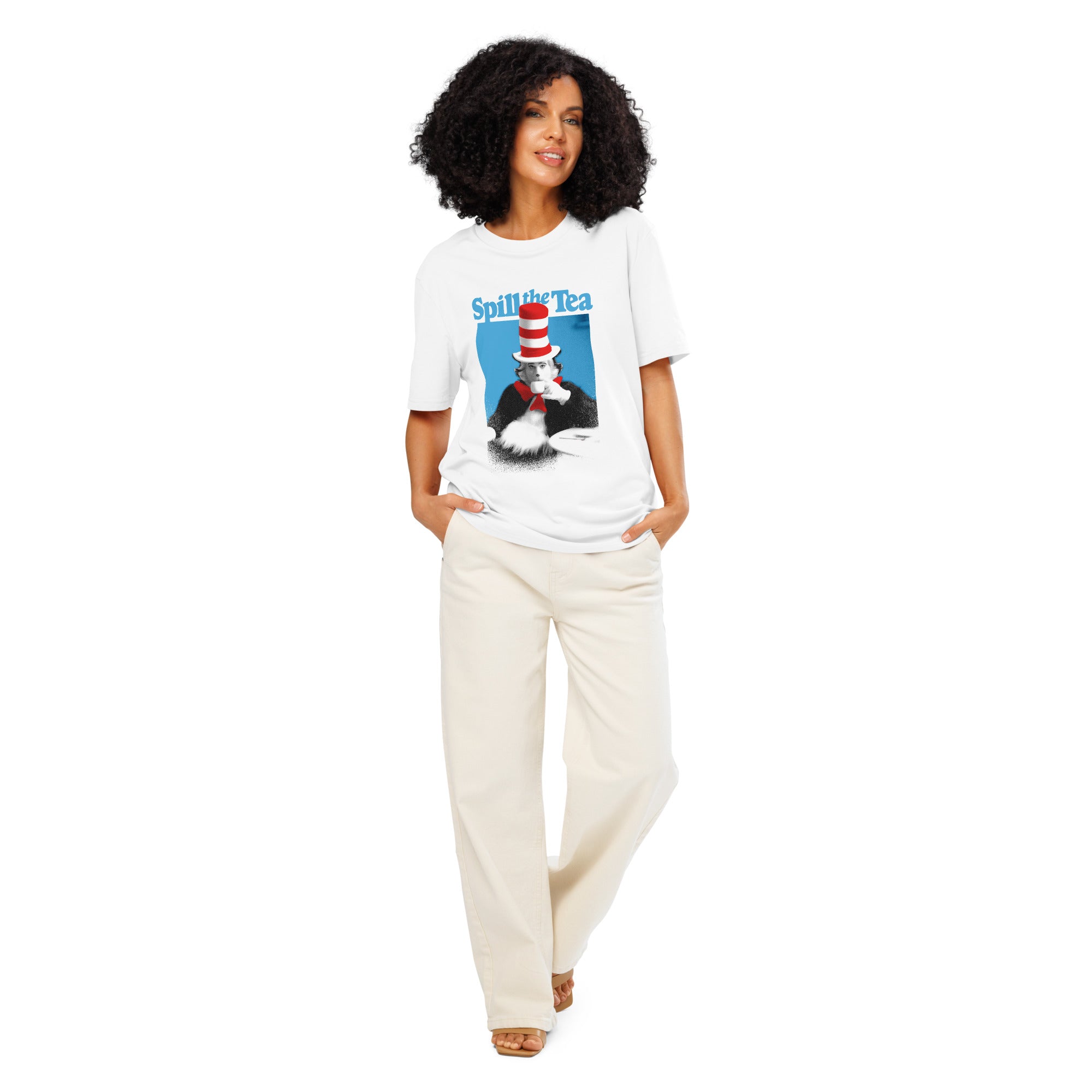 Spill The Tea Cat In The Hat T-Shirt | Premium Organic Cotton – Dr