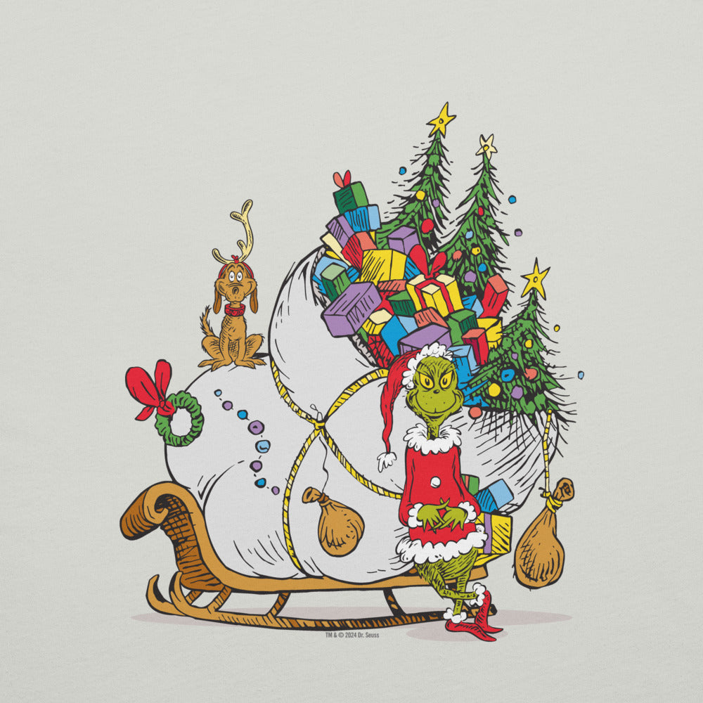 XL GRINDLODGE x LOV S/S フルカラーTEE 刺繍 The Grinch Sleigh T-Shirt | Funny Holiday Graphic Tee – Dr. Seuss