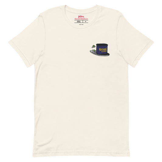Green eggs and spam embroidered t-shirt - vintage white