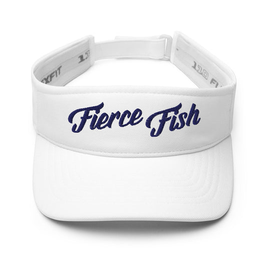 One fish, two fish fierce fish embroidered visor - white