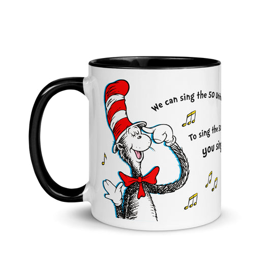 The cat in the hat mug sing the 50 states - black