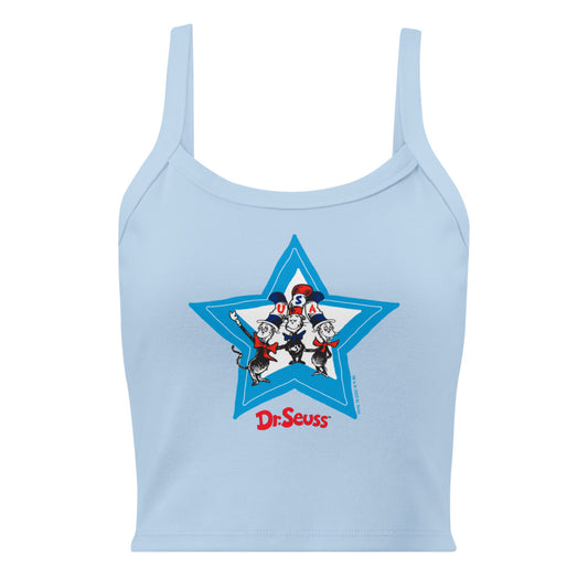 The Cat in the Hat USA Micro-Rib Tank Top Solid Baby Blue Blend