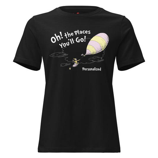 Oh! the Places You'll Go Personalized Women's T-Shirt Black