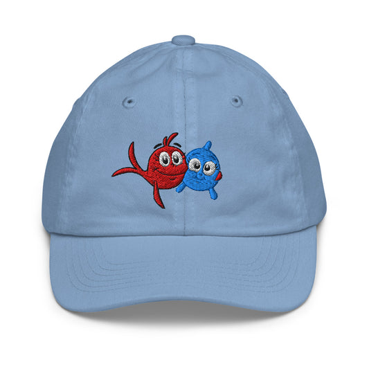 Red Fish, Blue Fish Kids Embroidered Hat Baby Blue