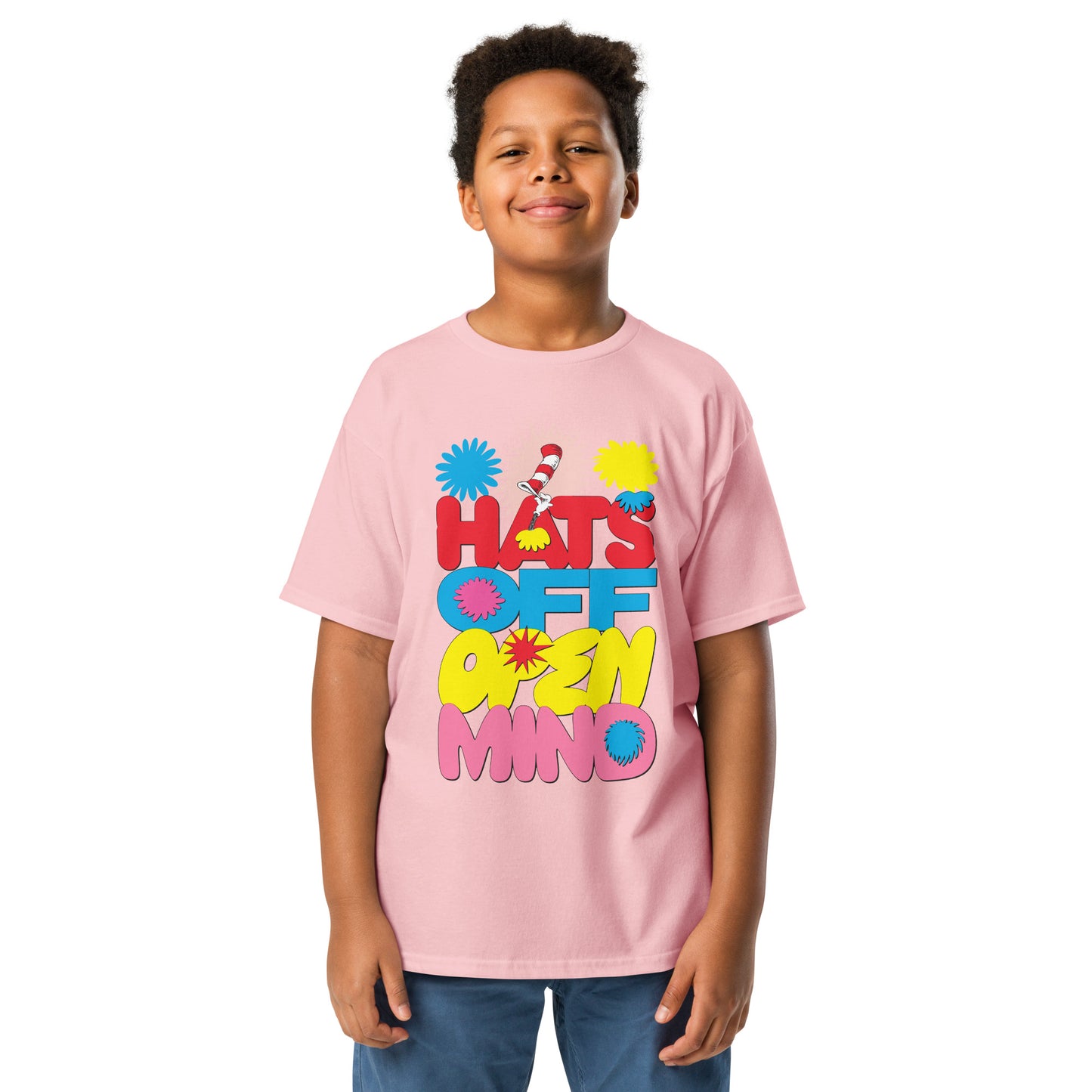 The Cat in the Hat Signature Collection Kids T-Shirt Hats Off Open Mind