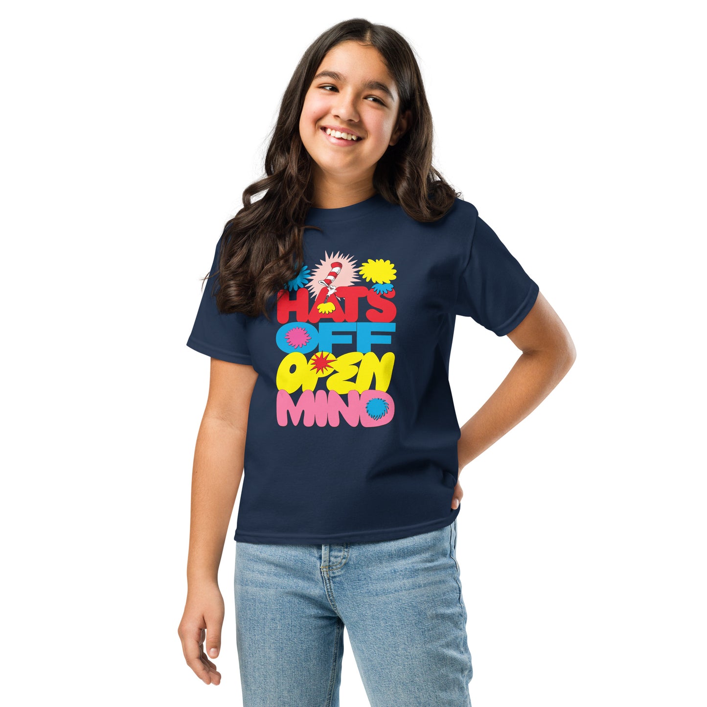 The Cat in the Hat Signature Collection Kids T-Shirt Hats Off Open Mind