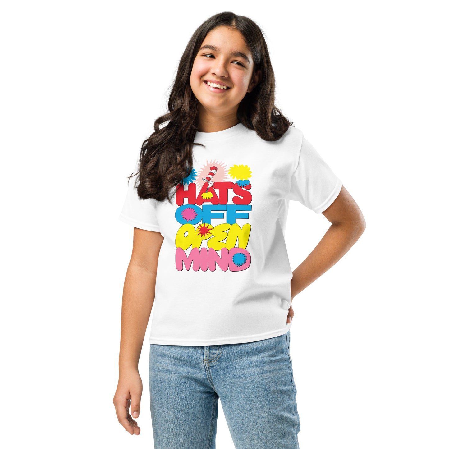 The Cat in the Hat Signature Collection Kids T-Shirt Hats Off Open Mind