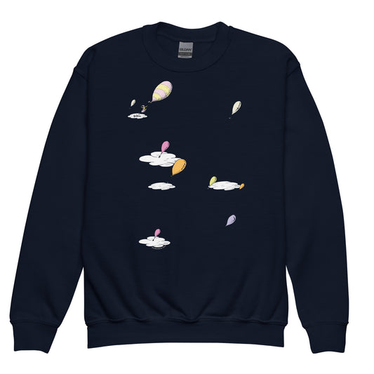 Oh, the places you’ll go! kids sweatshirt hot air balloons - navy