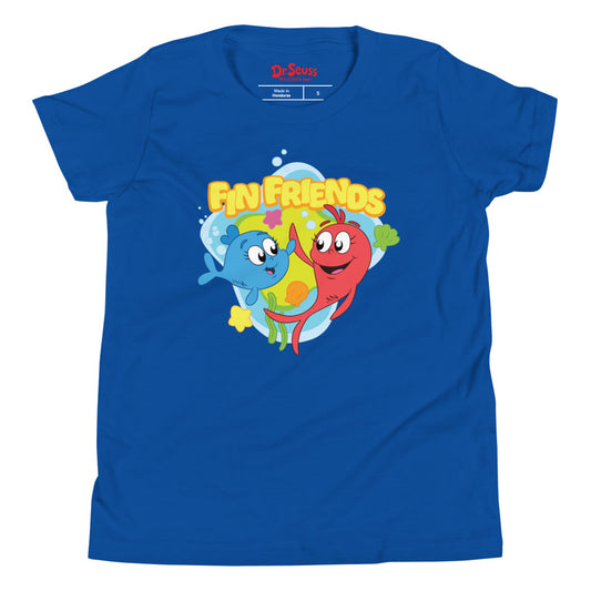 Red fish, blue fish fin friends kids t-shirt - true royal